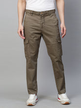 Genips Men's Self-Design Musk Olive Cotton Stretchable Bahamas Fit Cargo